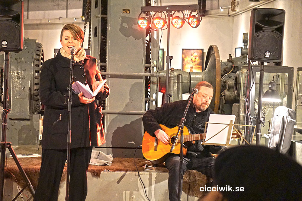 Malin Edgren läste ur sin bok och Christian Lindén spelade och sjöng.